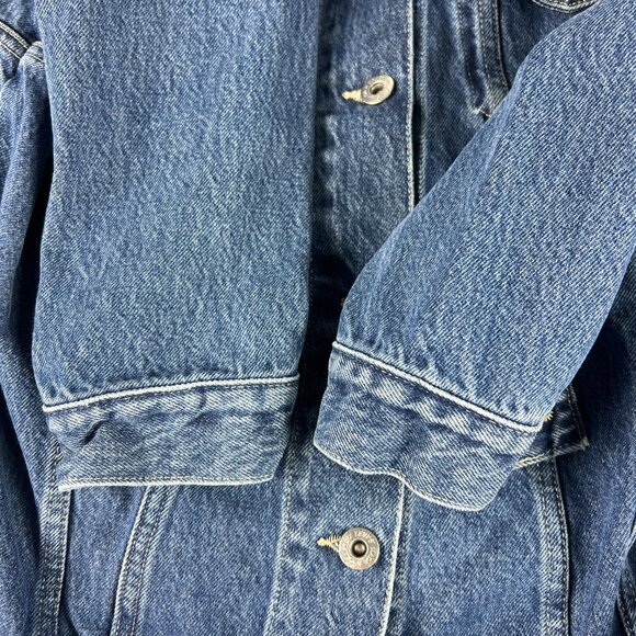 Levi's Made & Crafted Jean Jacket Women Medium Big E Blue Pleated Back Trucker - Picture 3 of 16
